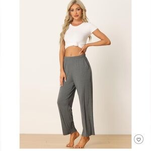 Cheibear Women's Gray Stretchy Cotton Pajama Pants with Pockets NWT XS